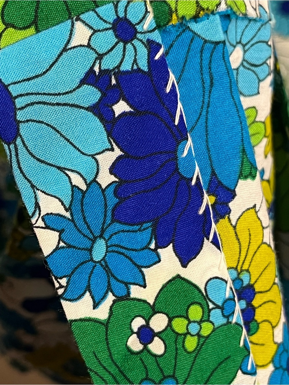 Vintage Liberty House Hawaii Floral Maxi Dress Blue Green Flutter Sleeve 10 - Picture 11 of 13